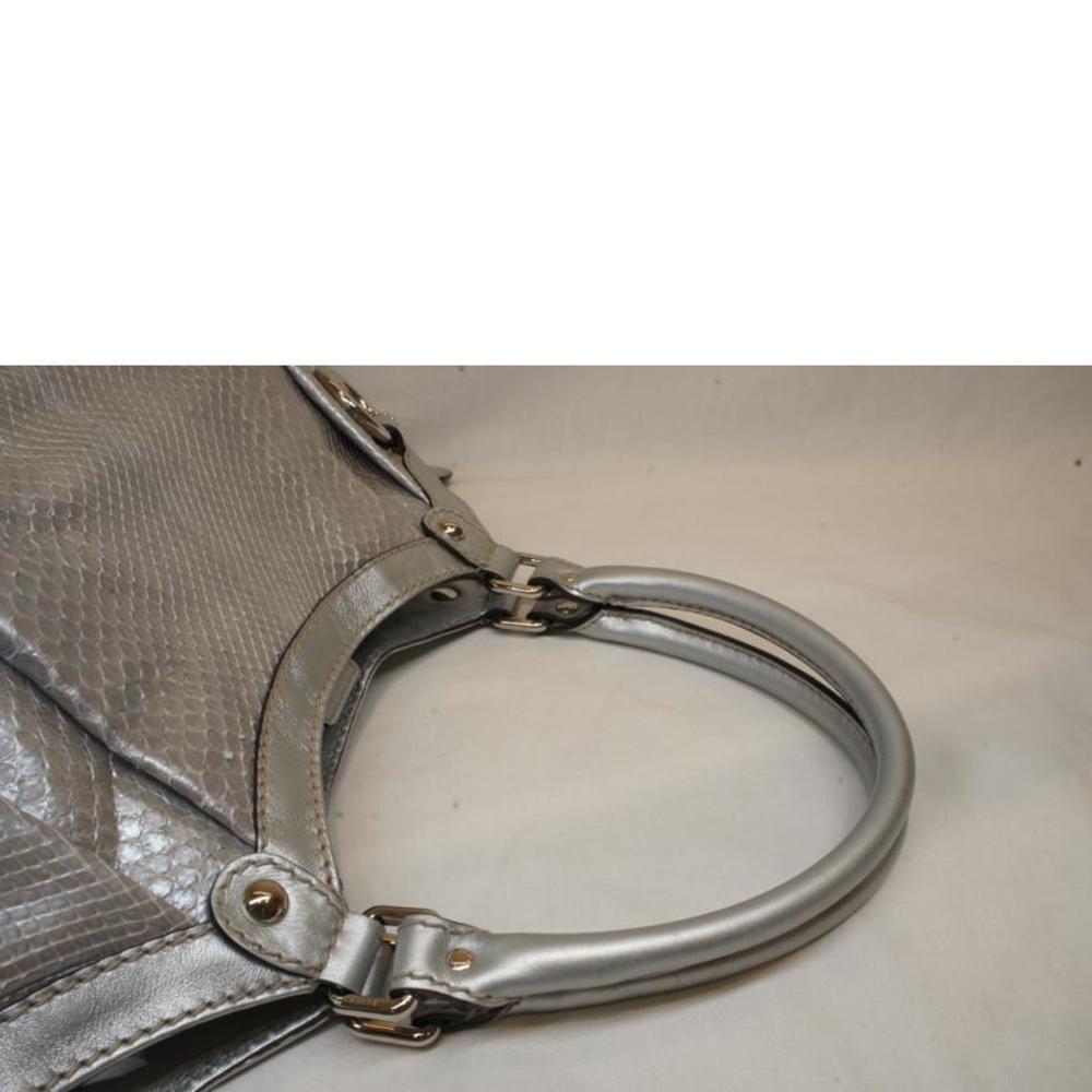 Gucci Python Leather Sookie Tote Bag Silver - image 4